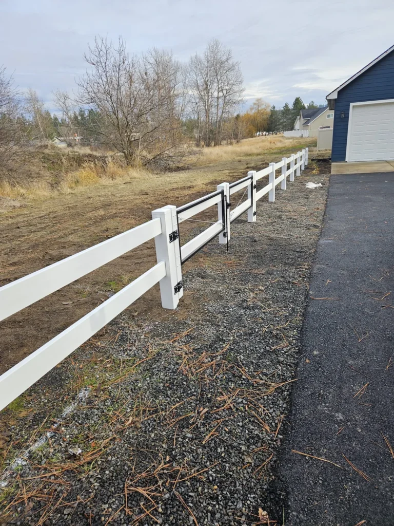 White ranch rail fence — 3